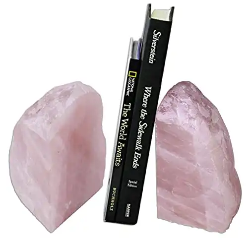 One-Of-A-Kind Rose Quartz Crystal Rock Bookends