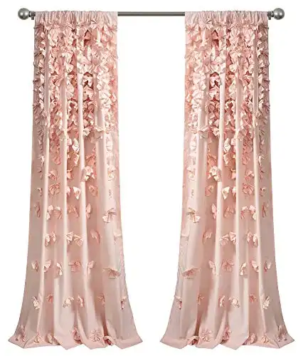 Beautiful Blush Curtain Sheer Ruffled Textured