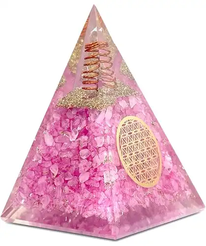 Gorgeous Rose Quartz Pink Orgonite Pyramid for Peace, Calm & Love