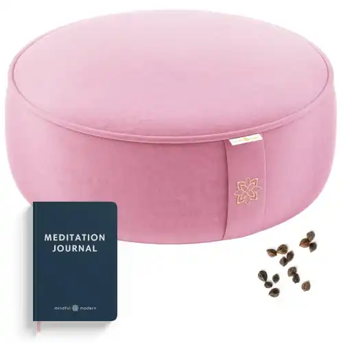 Large Buckwheat Meditation Pillow with Luxe Pink Removable Cover