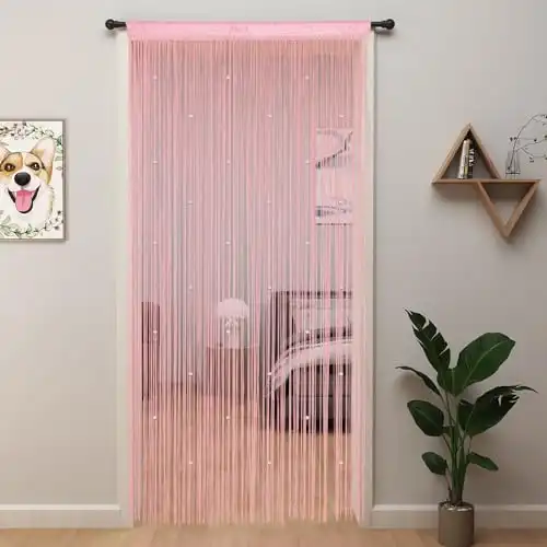 Beautiful Pink Beaded Crystal Curtain