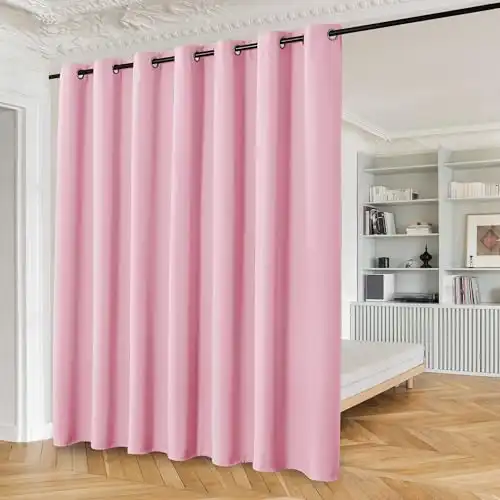 Pink Soundproof Insulated Blackout Curtains Room Divider