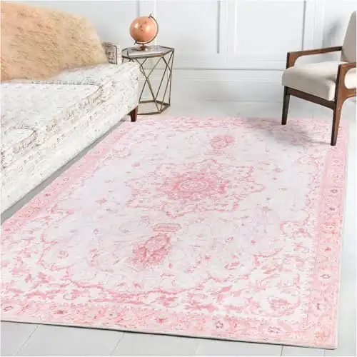 Vintage Floral Honeycomb Non Slip Backing Carpet - Foldable & Machine Washable