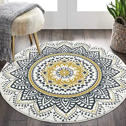 Washable Non Slip Round Area Rug