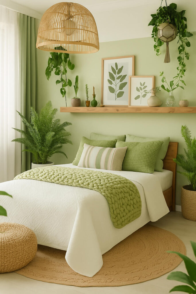boho bedroom ideas green