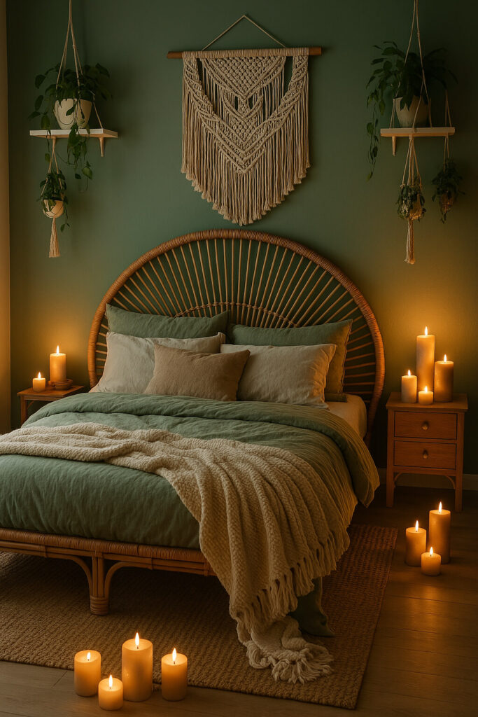 boho bedroom ideas sage green