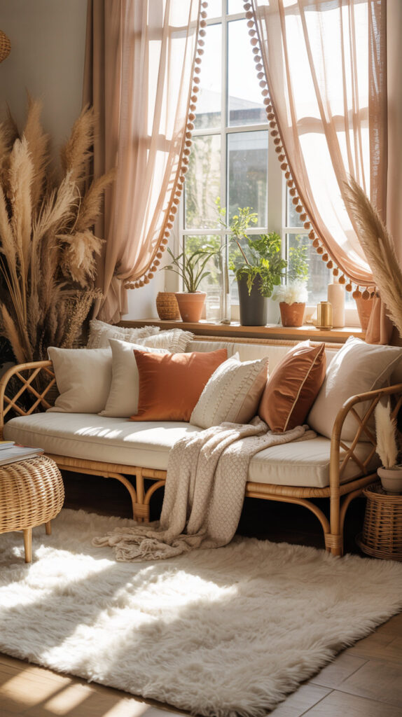 earthy boho living room1
