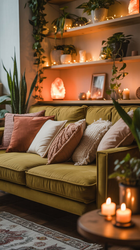 earthy boho living room13
