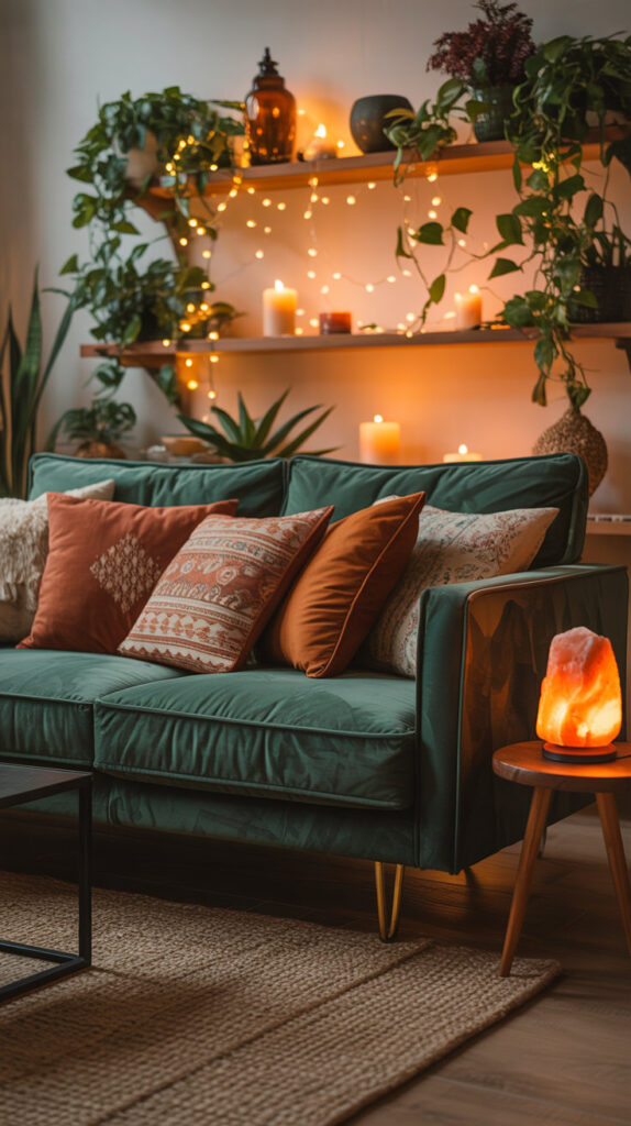 earthy boho living room14