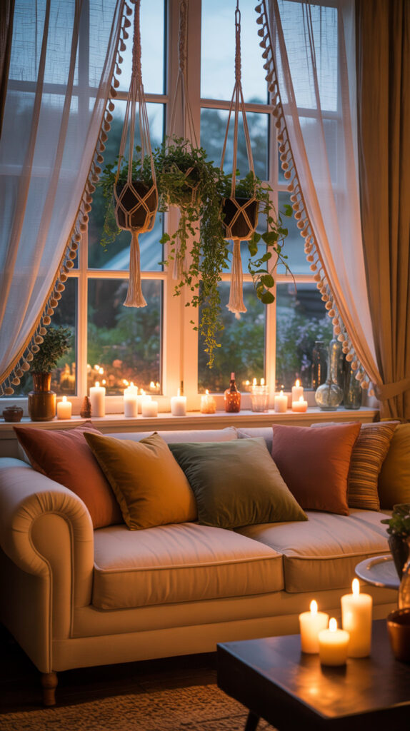 earthy boho living room20