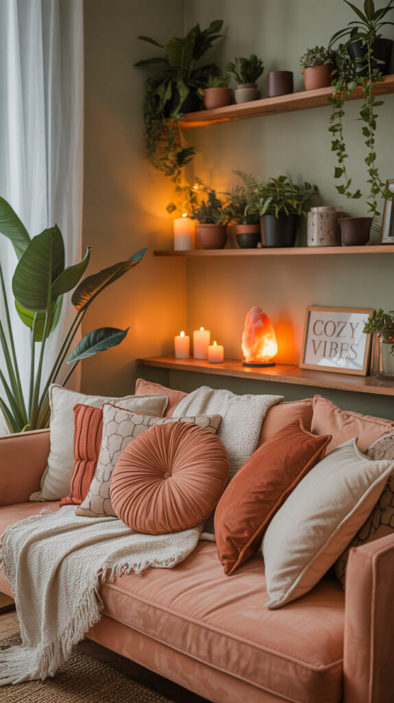earthy boho living room9