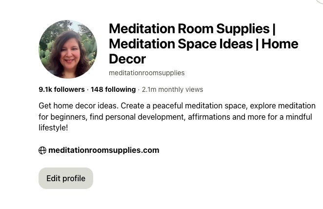 2 million on pinterest profile picture for meditation room supplies