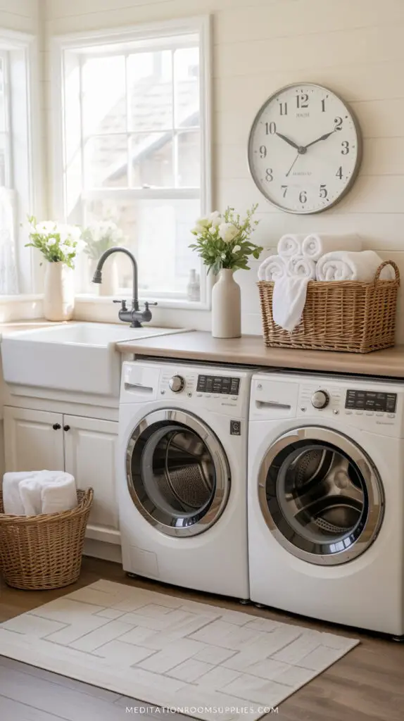 farmhouse style laundry room with sink