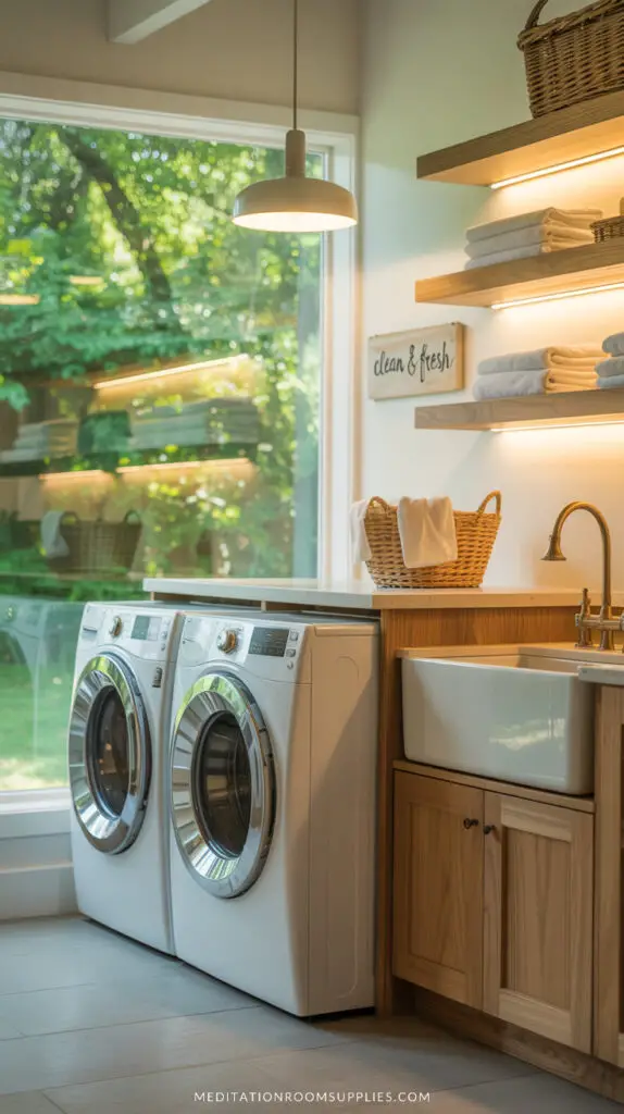 laundry room with organized shelves