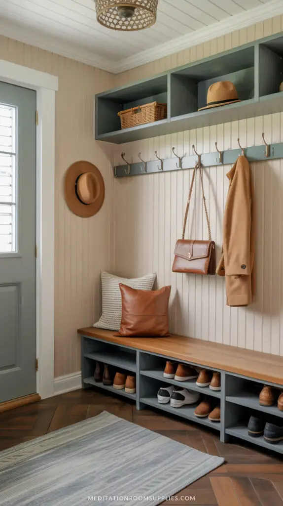mudroom with shoe rack and storage