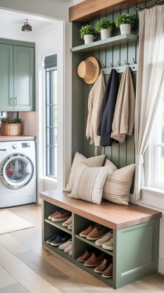 mudroom with laundry room hall tree with jackets on hooks