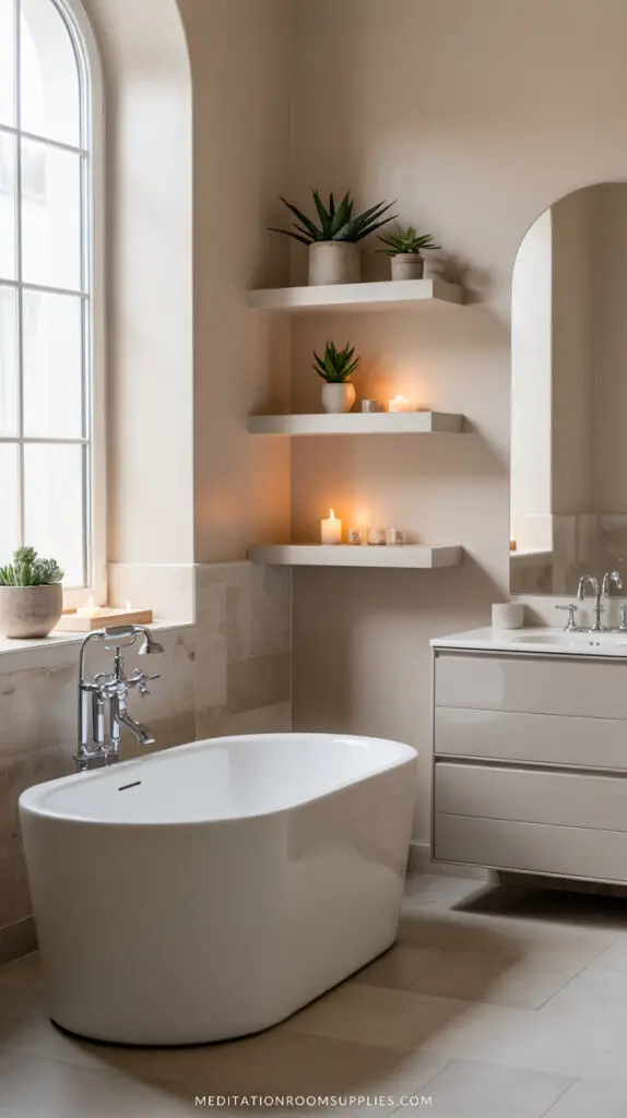 stylish small bathroom with bathtub
