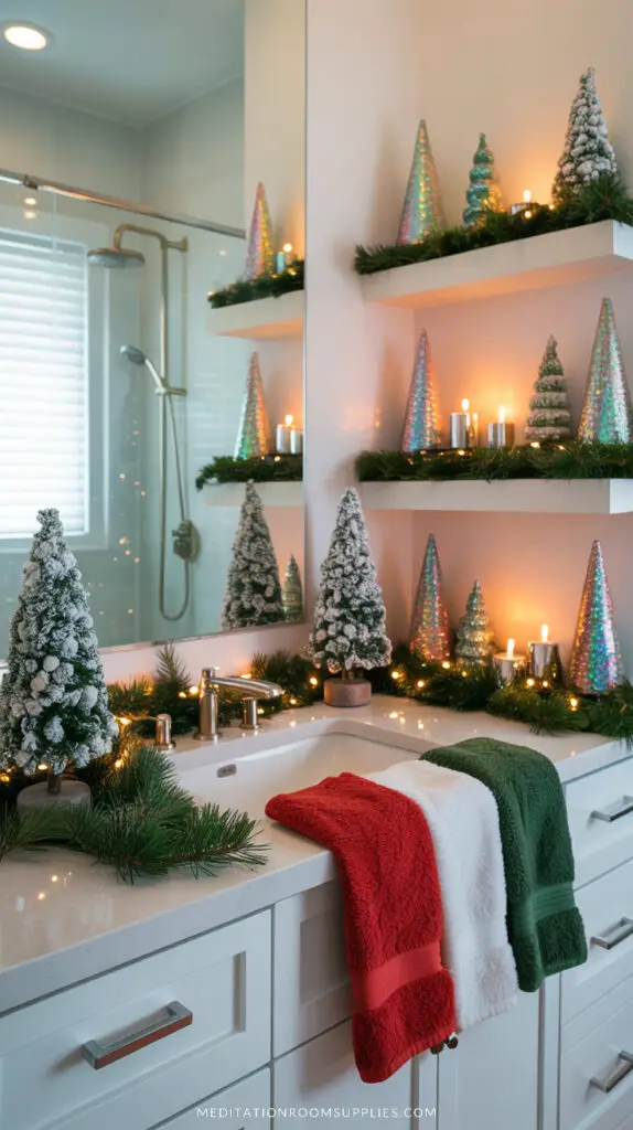 small space bathroom with christmas decor
