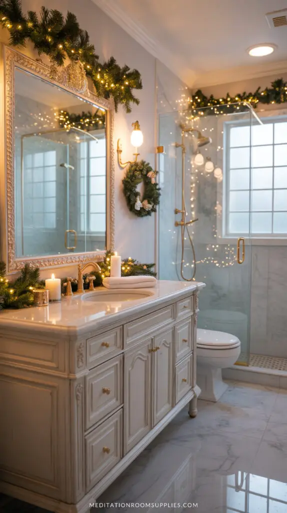 white christmas bathroom decor